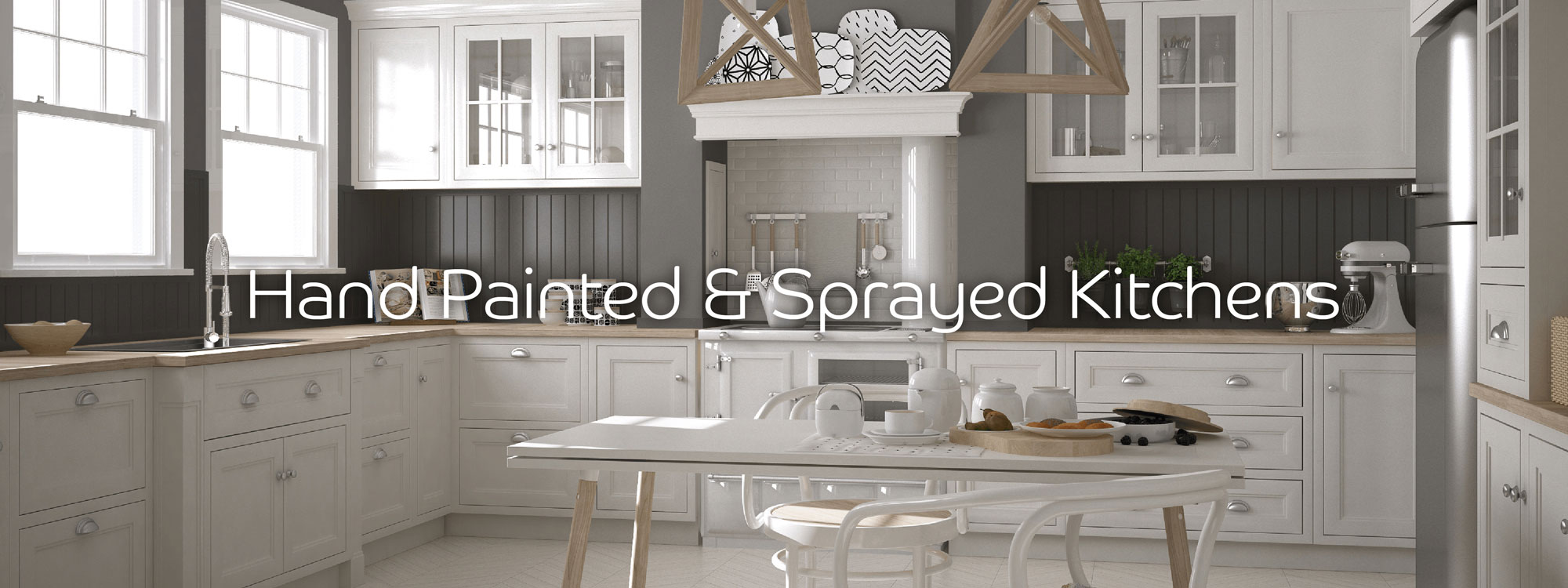 Kitchen that has been hand painted in Devon