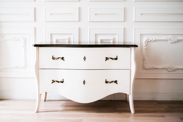 Vintage chest of drawers painted at house in Somerset