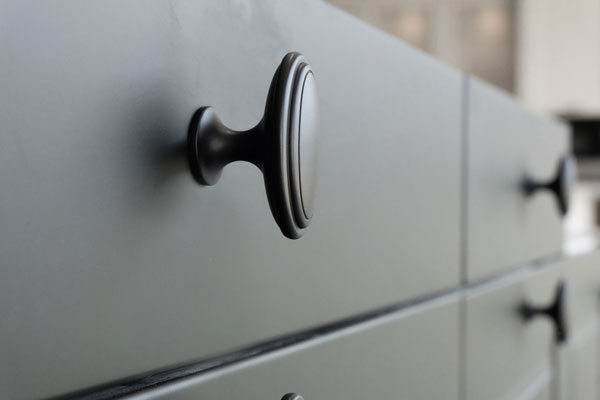 Spray painted drawer fronts at house in Somerset